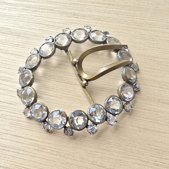 Antique Victorian/Edwardian Paste, Sterling Silver And Gilt ‘Sash’ Buckle Circa - Picture 2 of 4